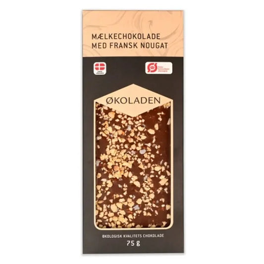 ØKOLADEN - ØKOLOGISK MÆLKECHOKOLADE - FRANSK NOUGAT