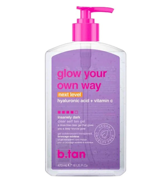 Oplev Den Perfekte Solkysset Hud med B.tan - Glow Your Own Way Next Level Clear Tanning Gel!